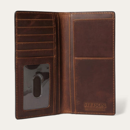 Men Wallets Stetson Hair-On-Hide Concho Checkbook Vintage Brown