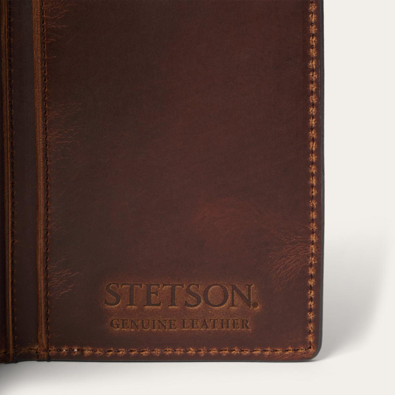 Men Wallets Stetson Hair-On-Hide Concho Checkbook Vintage Brown