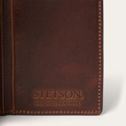 Men Wallets Stetson Hair-On-Hide Concho Checkbook Vintage Brown