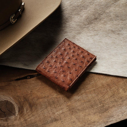 Men Wallets Stetson Ostrich Bi-Fold Wallet Antique Cognac