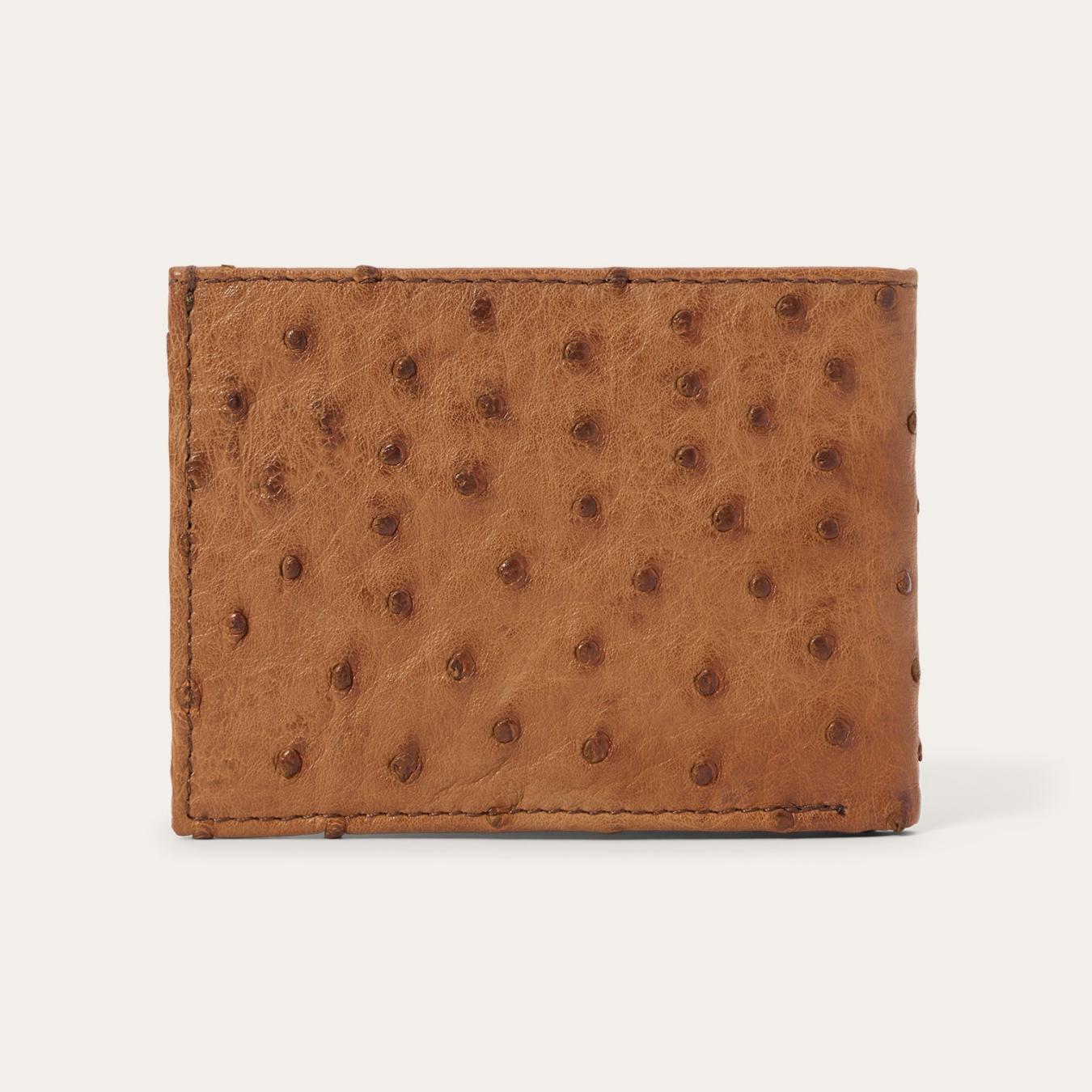 Men Wallets Stetson Ostrich Bi-Fold Wallet Antique Cognac