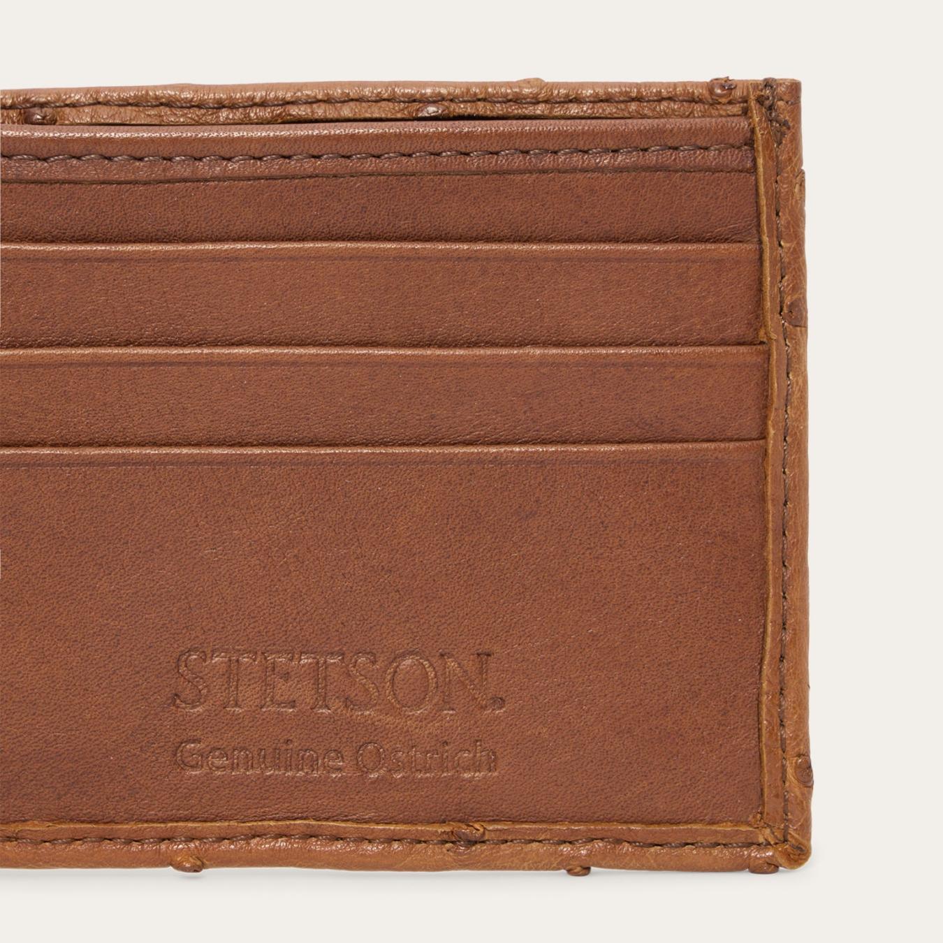 Men Wallets Stetson Ostrich Bi-Fold Wallet Antique Cognac