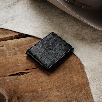 Men Wallets Stetson Ostrich Bi-Fold Wallet Black Cowboy Classic
