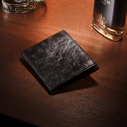 Men Wallets Stetson Ostrich Bi-Fold Wallet Black Cowboy Classic