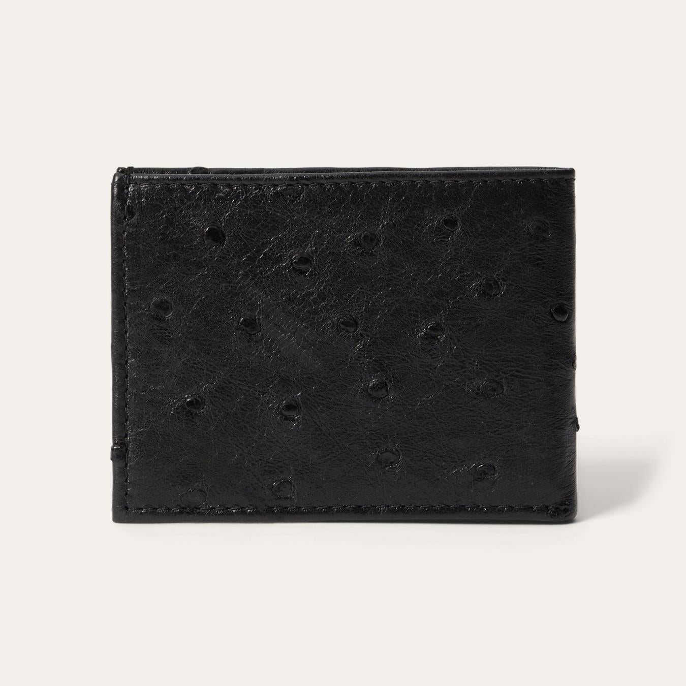Men Wallets Stetson Ostrich Bi-Fold Wallet Black Cowboy Classic