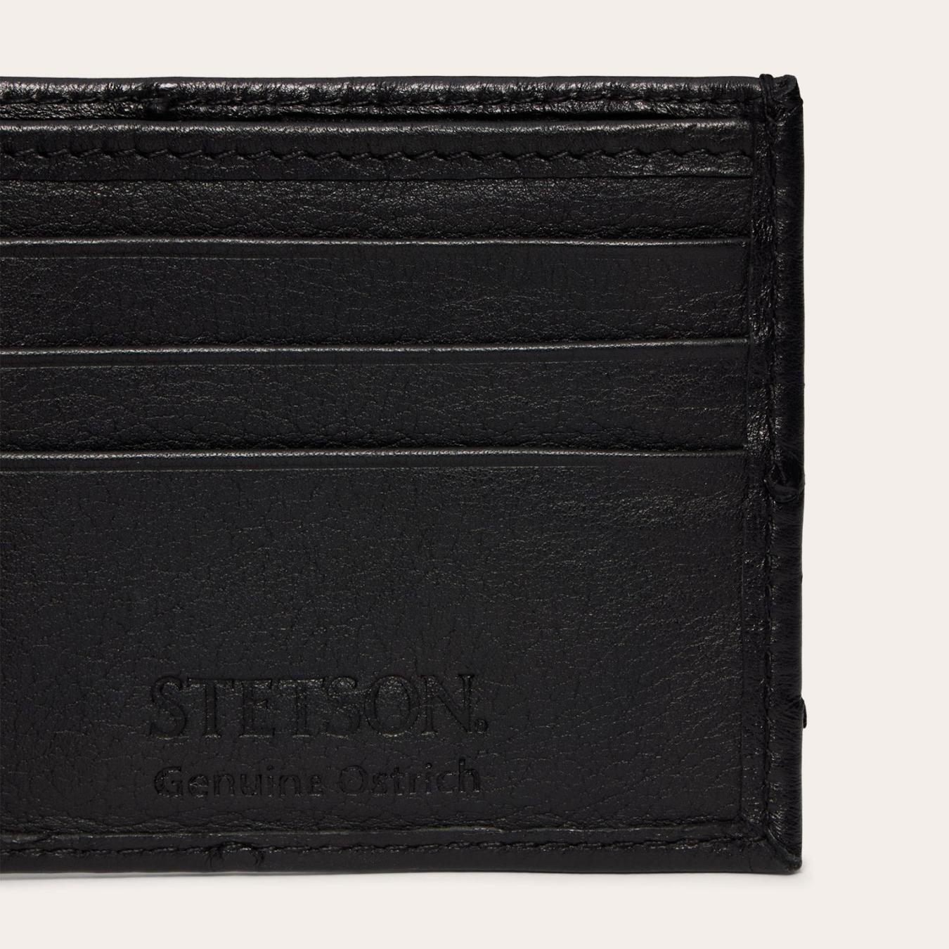 Men Wallets Stetson Ostrich Bi-Fold Wallet Black Cowboy Classic