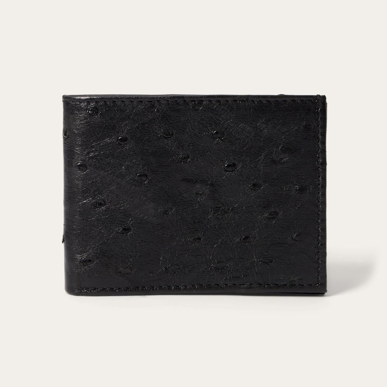 Men Wallets Stetson Ostrich Bi-Fold Wallet Black Cowboy Classic