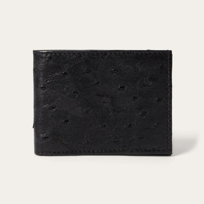 Men Wallets Stetson Ostrich Bi-Fold Wallet Black Cowboy Classic