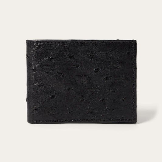 Men Wallets Stetson Ostrich Bi-Fold Wallet Black Cowboy Classic
