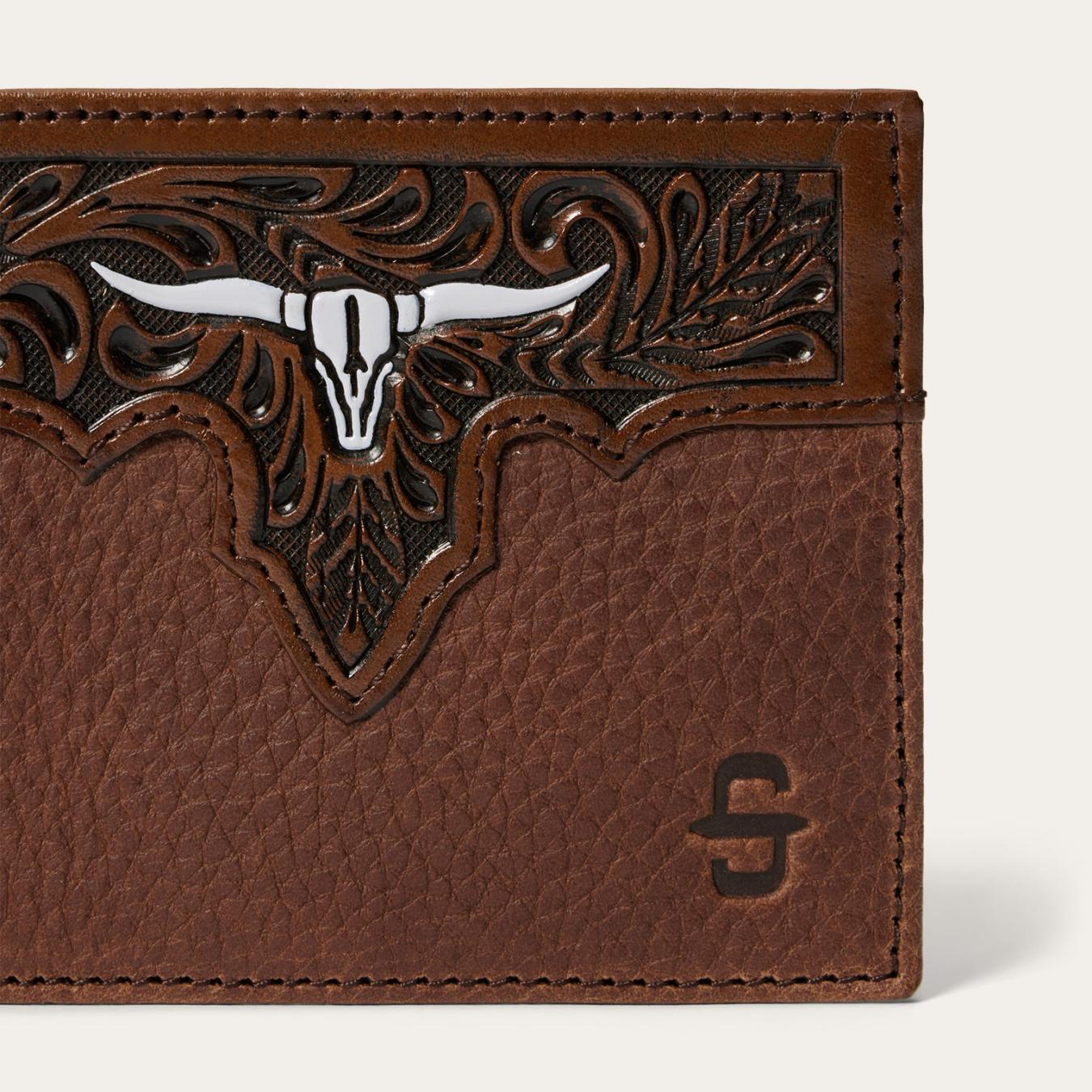 Men Wallets Stetson Steer Head Bi-Fold Wallet Brown