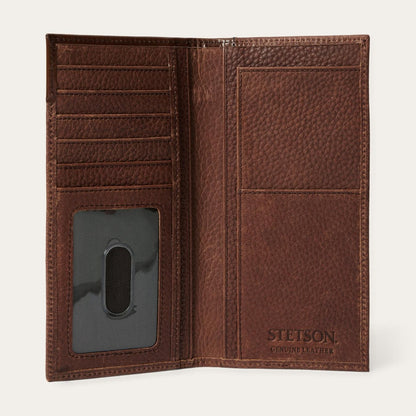 Men Wallets Stetson Steer Head Checkbook Brown