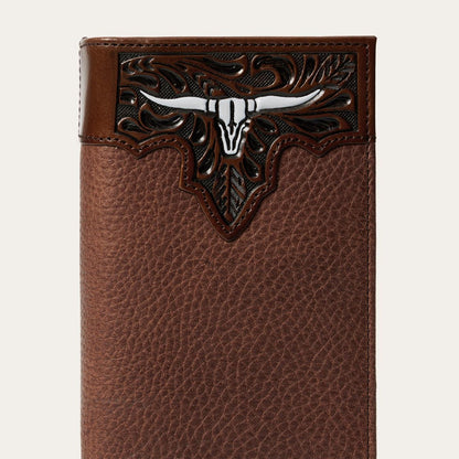Men Wallets Stetson Steer Head Checkbook Brown