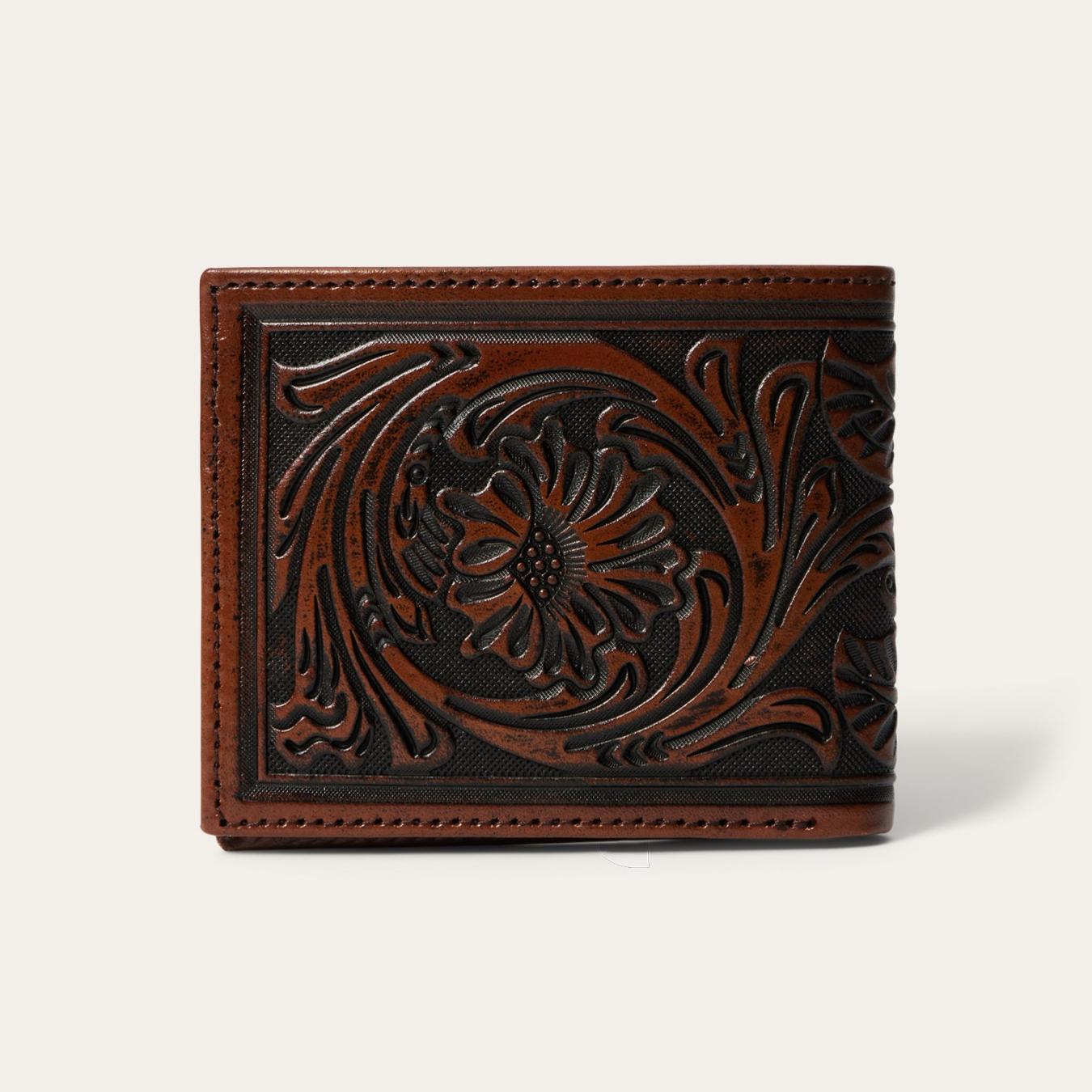 Men Wallets Stetson Tooled Bi-Fold Wallet Brown
