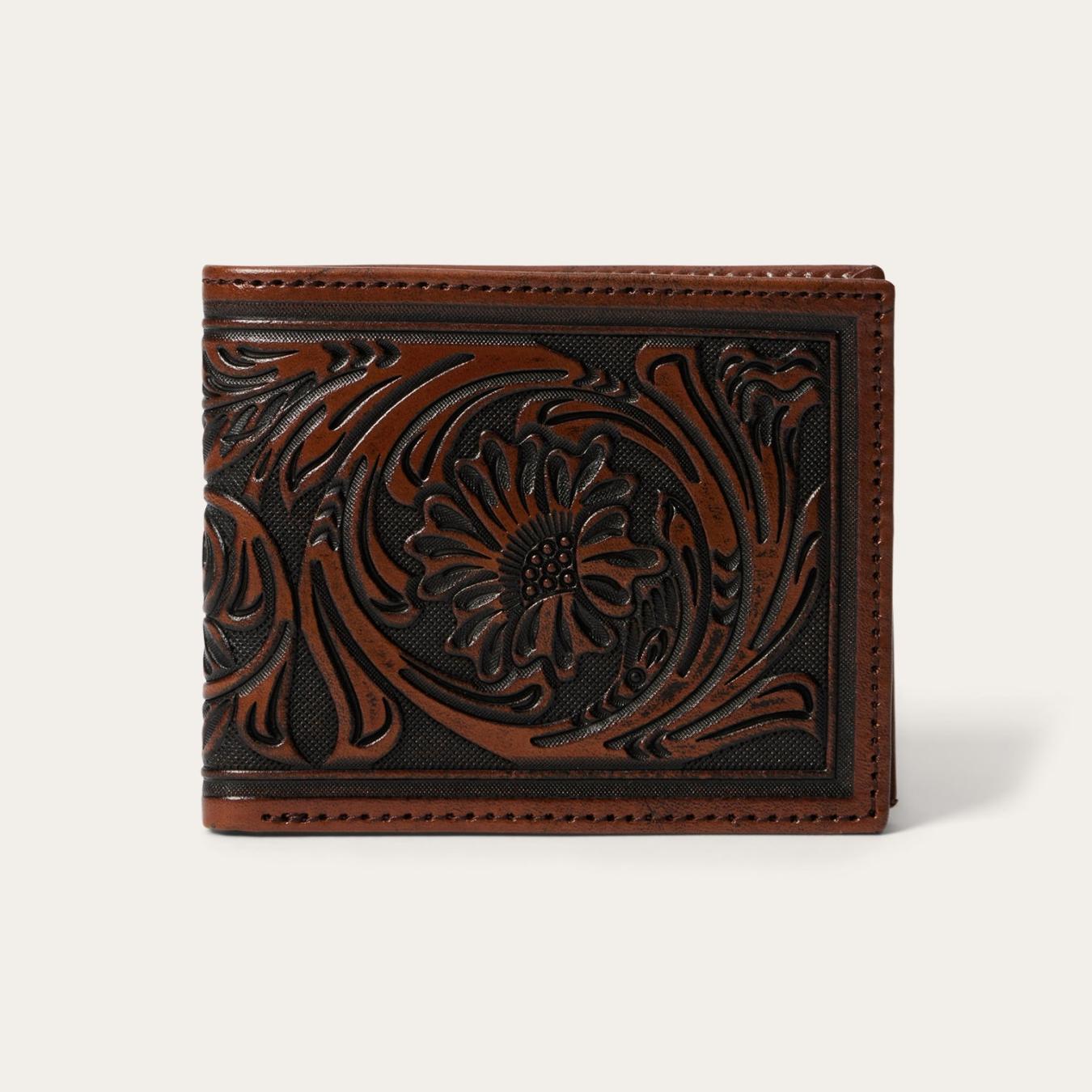 Men Wallets Stetson Tooled Bi-Fold Wallet Brown