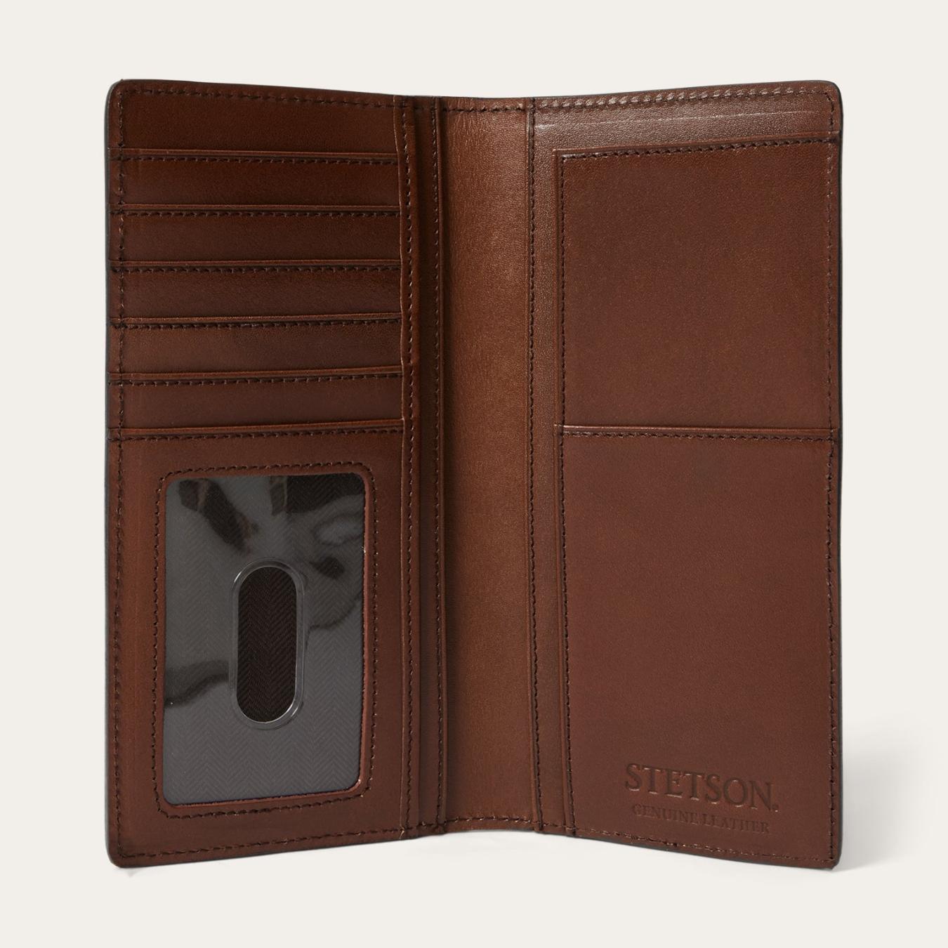 Men Wallets Stetson Tooled Checkbook Brown
