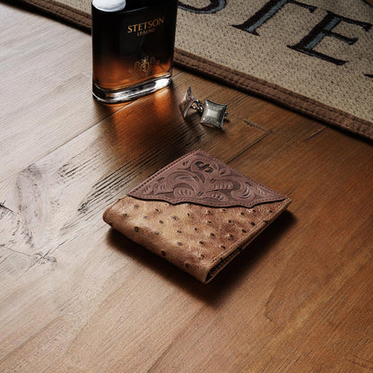 Men Wallets Stetson Tooled Embossed Croco Bi-Fold Wallet Brown / California Nut