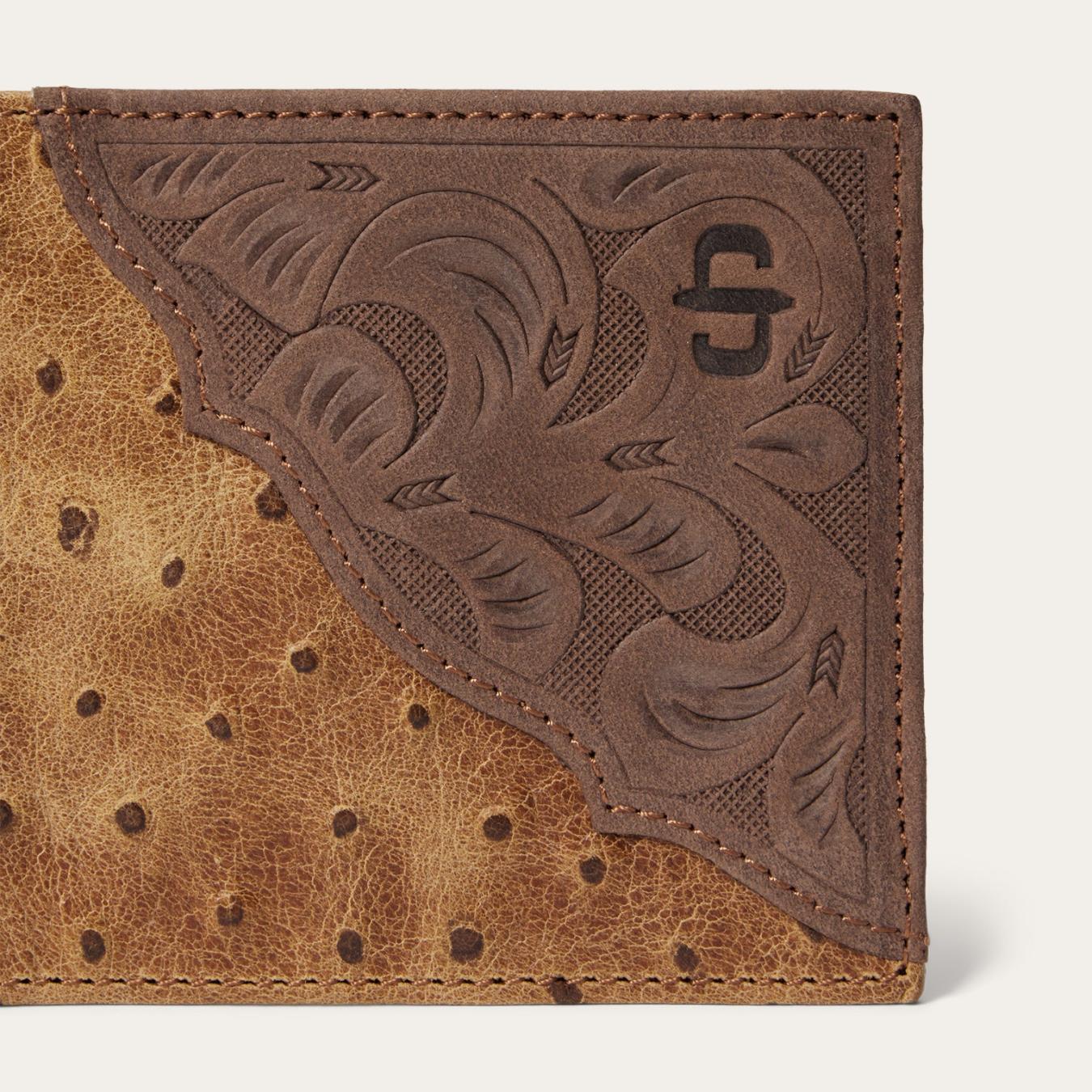 Men Wallets Stetson Tooled Embossed Croco Bi-Fold Wallet Brown / California Nut