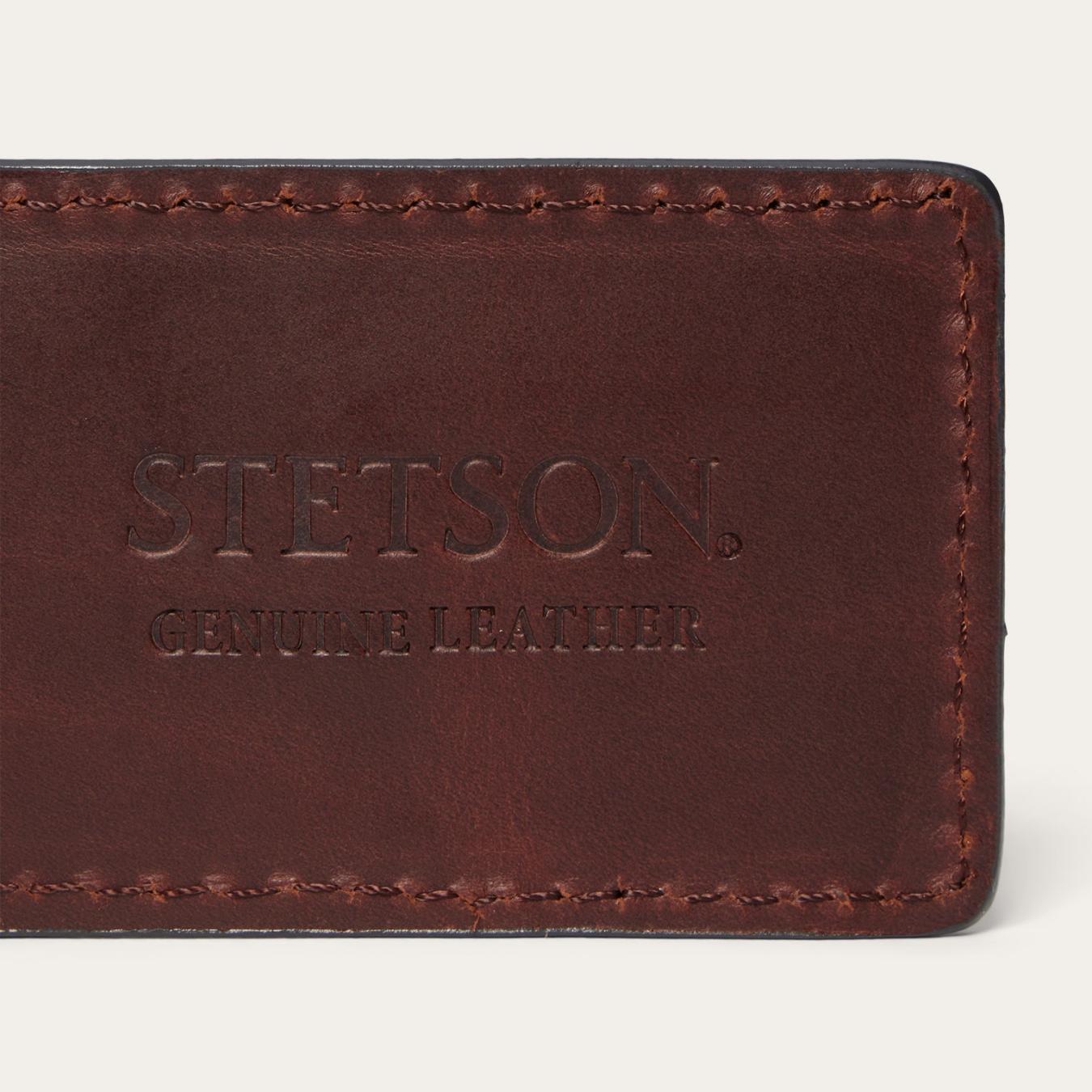 Men Wallets Stetson Tooled Embossed Croco Money Clip Brown