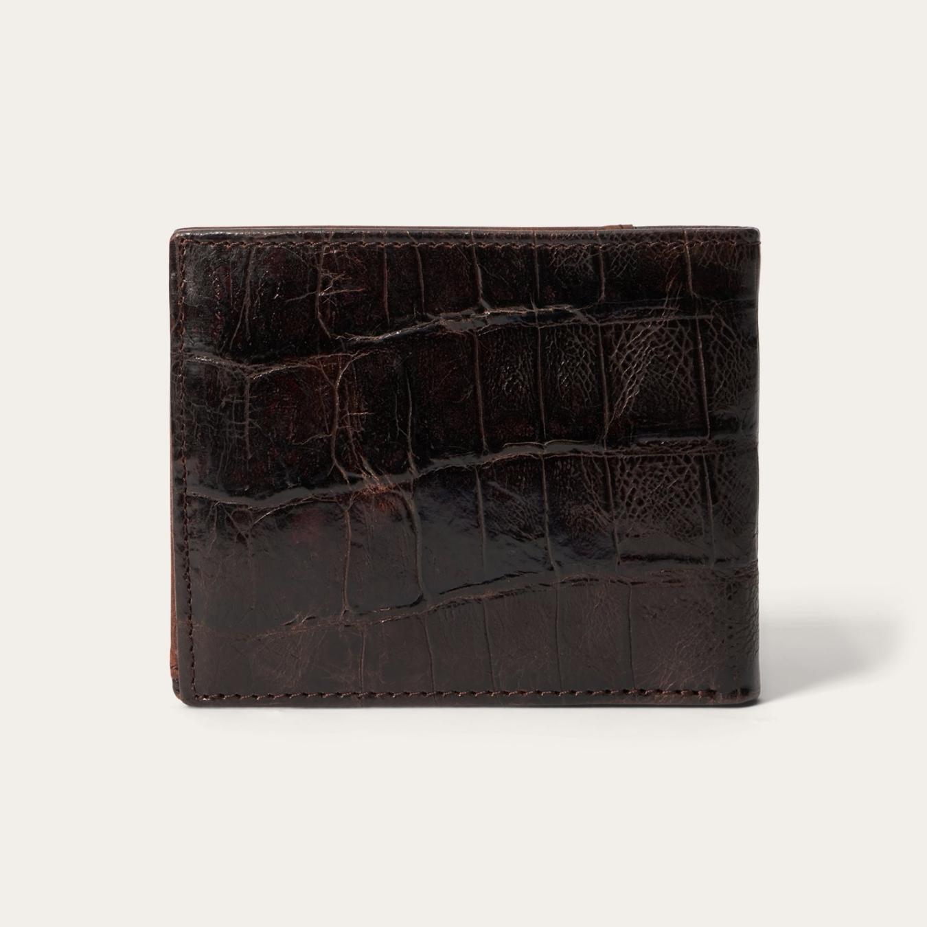 Men Wallets Stetson Tooled Embossed Ostrich Bi-Fold Wallet Brown