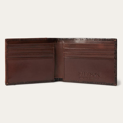 Men Wallets Stetson Tooled Embossed Ostrich Bi-Fold Wallet Brown