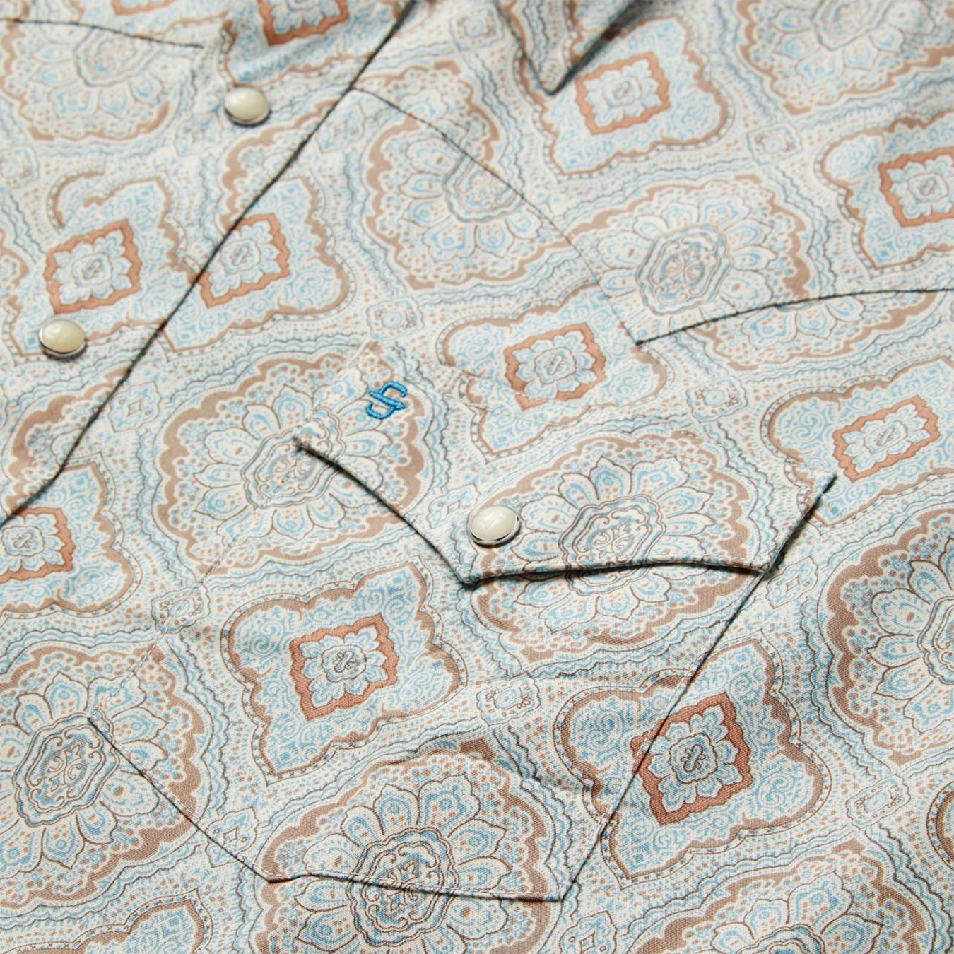 Men Western Shirts Stetson Aqua Paisley Print Western Shirt Green