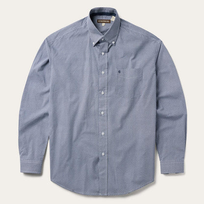 Men Western Shirts Stetson Blue Deco Geo Print Button Front Shirt Blue