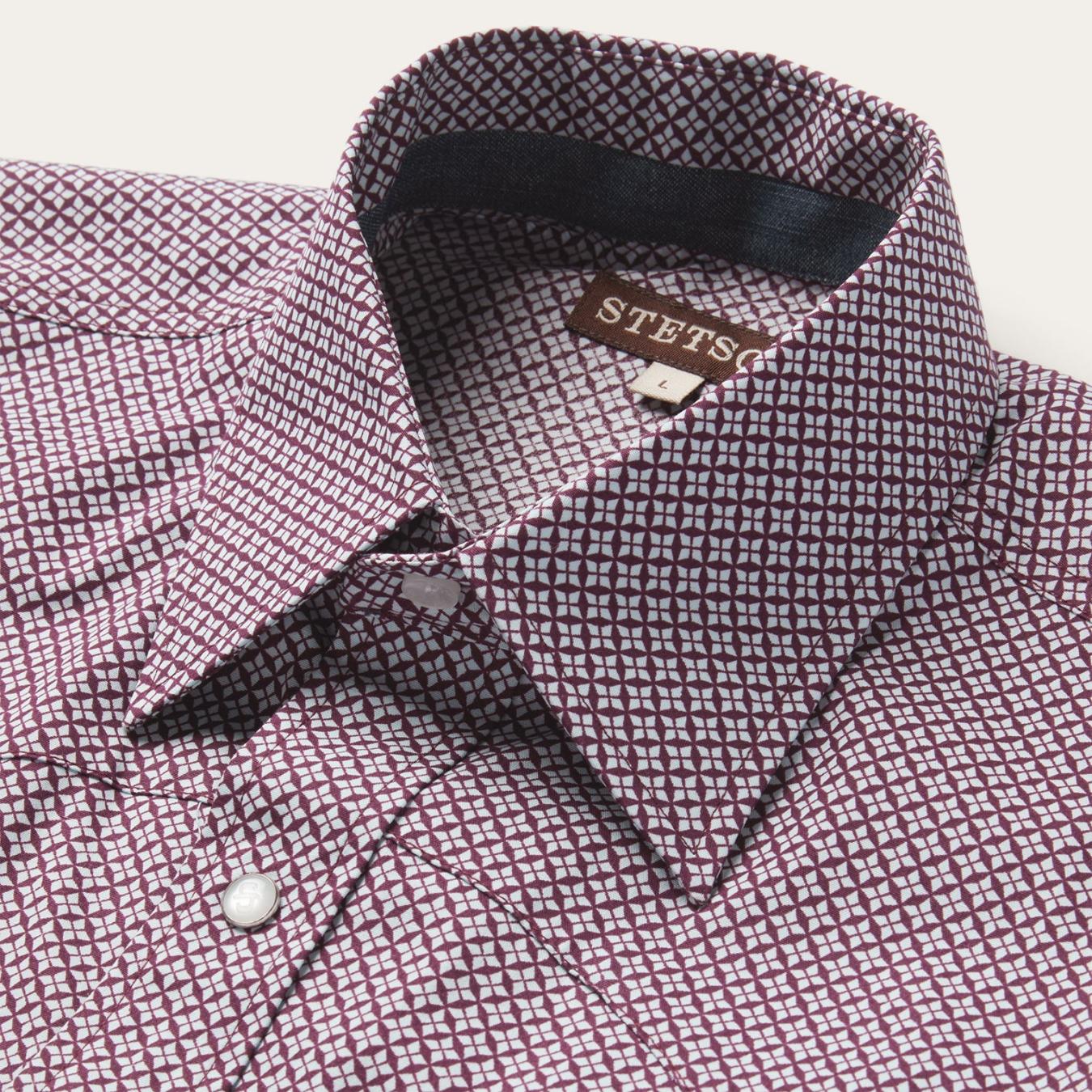 Men Western Shirts Stetson Blue Four Point Geo Print Western Shirt Blue