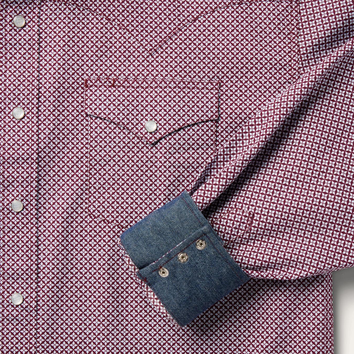Men Western Shirts Stetson Blue Four Point Geo Print Western Shirt Blue