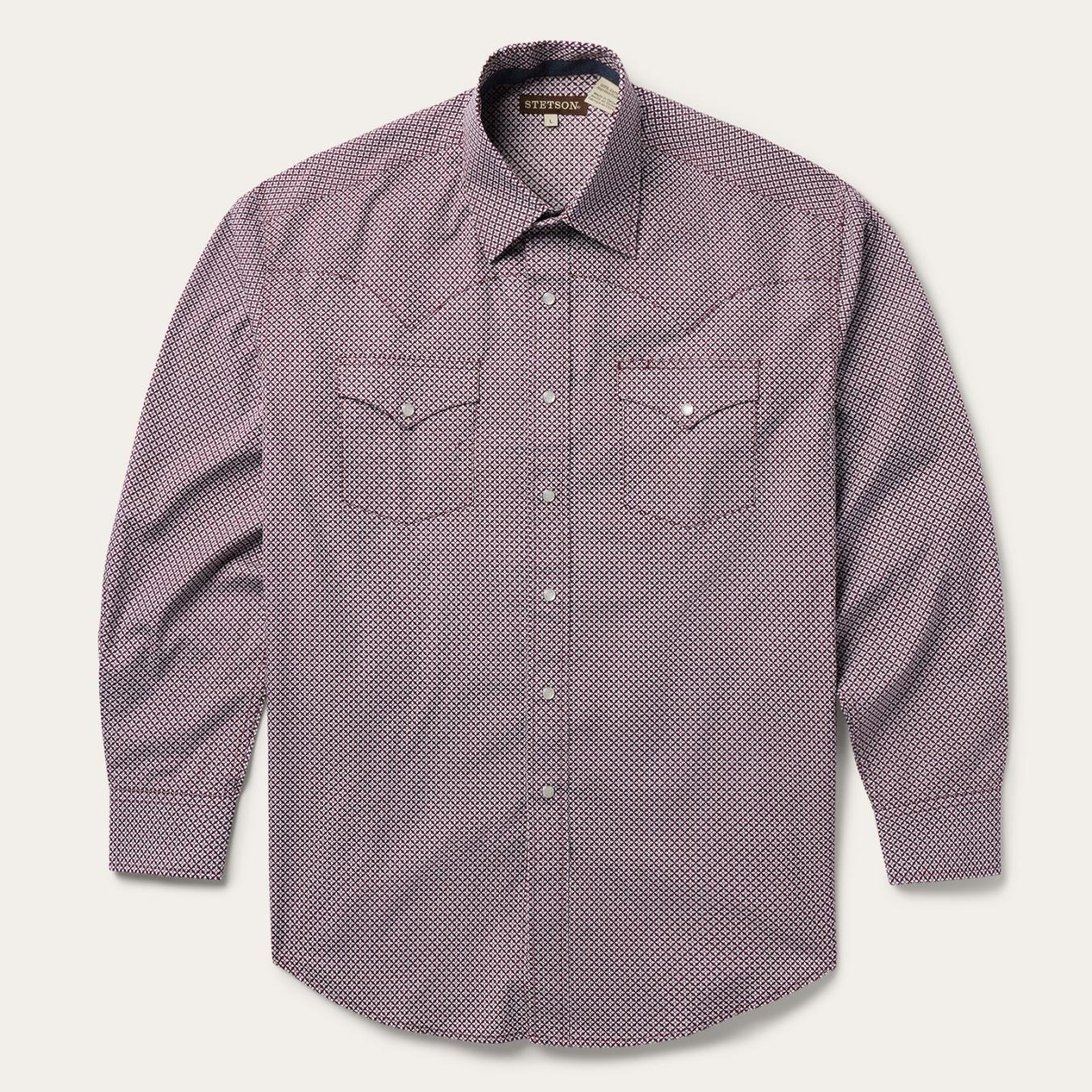 Men Western Shirts Stetson Blue Four Point Geo Print Western Shirt Blue