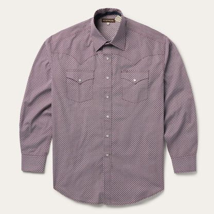 Men Western Shirts Stetson Blue Four Point Geo Print Western Shirt Blue