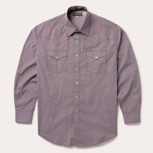 Men Western Shirts Stetson Blue Four Point Geo Print Western Shirt Blue