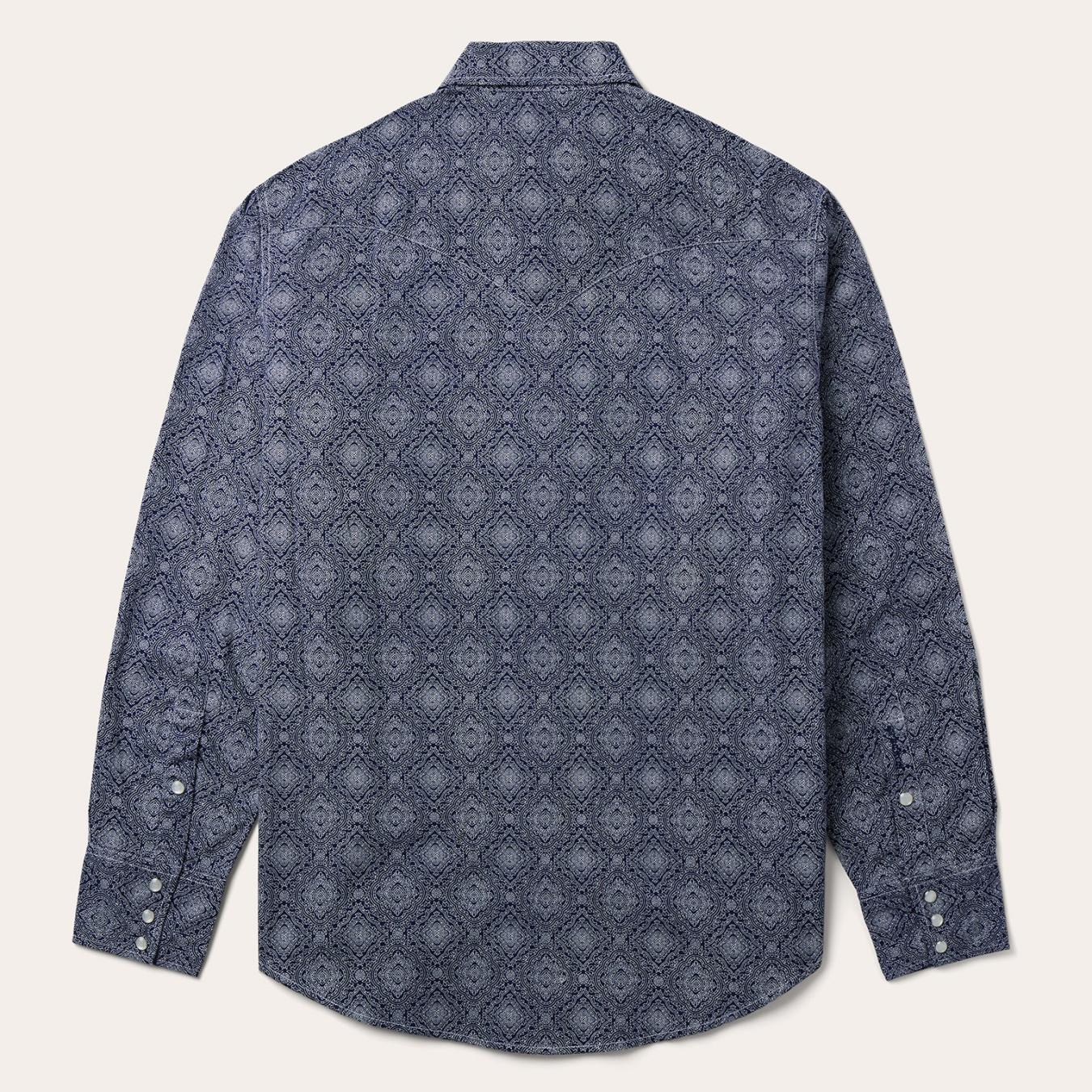 Men Western Shirts Stetson Blue Medallion Print Western Shirt Blue