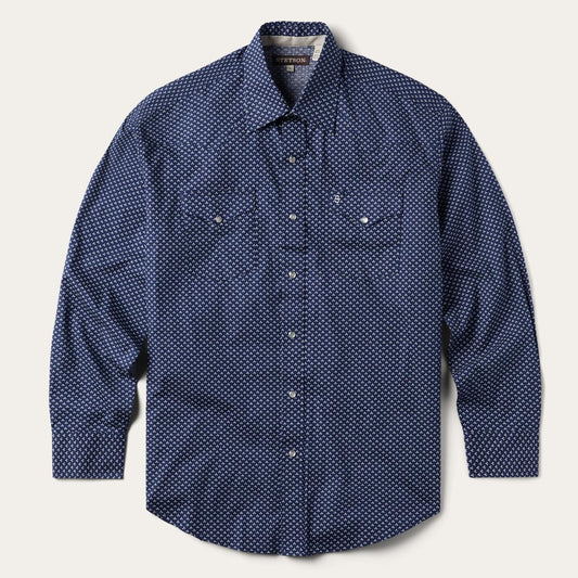 Men Western Shirts Stetson Blue Polaris Geo Print Western Shirt Blue