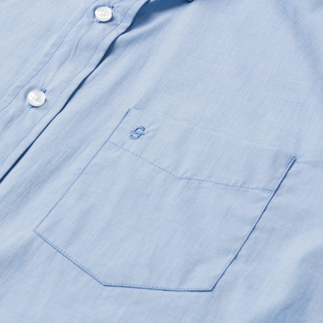 Men Western Shirts Stetson Blue Solid One-Pocket Snap-Front Shirt Blue