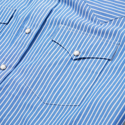 Men Western Shirts Stetson Blue Western Stripe Shirt Blue