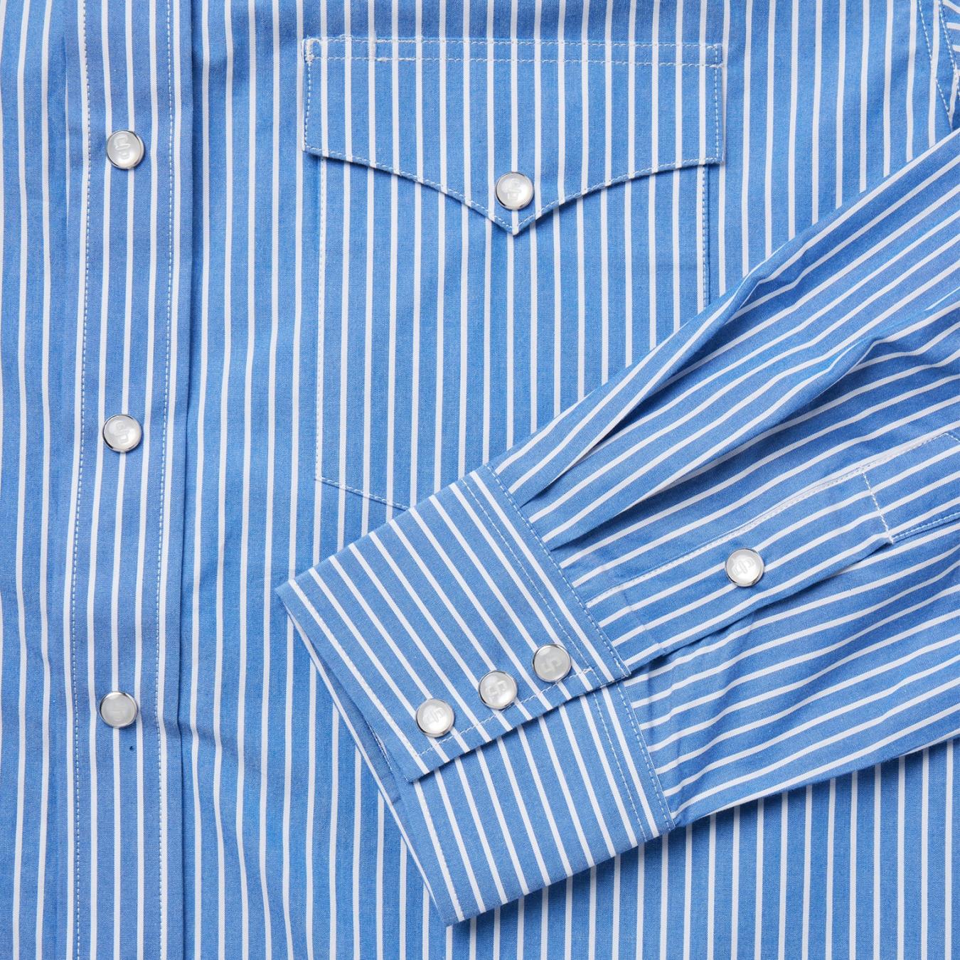 Men Western Shirts Stetson Blue Western Stripe Shirt Blue