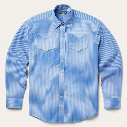 Men Western Shirts Stetson Blue Western Stripe Shirt Blue
