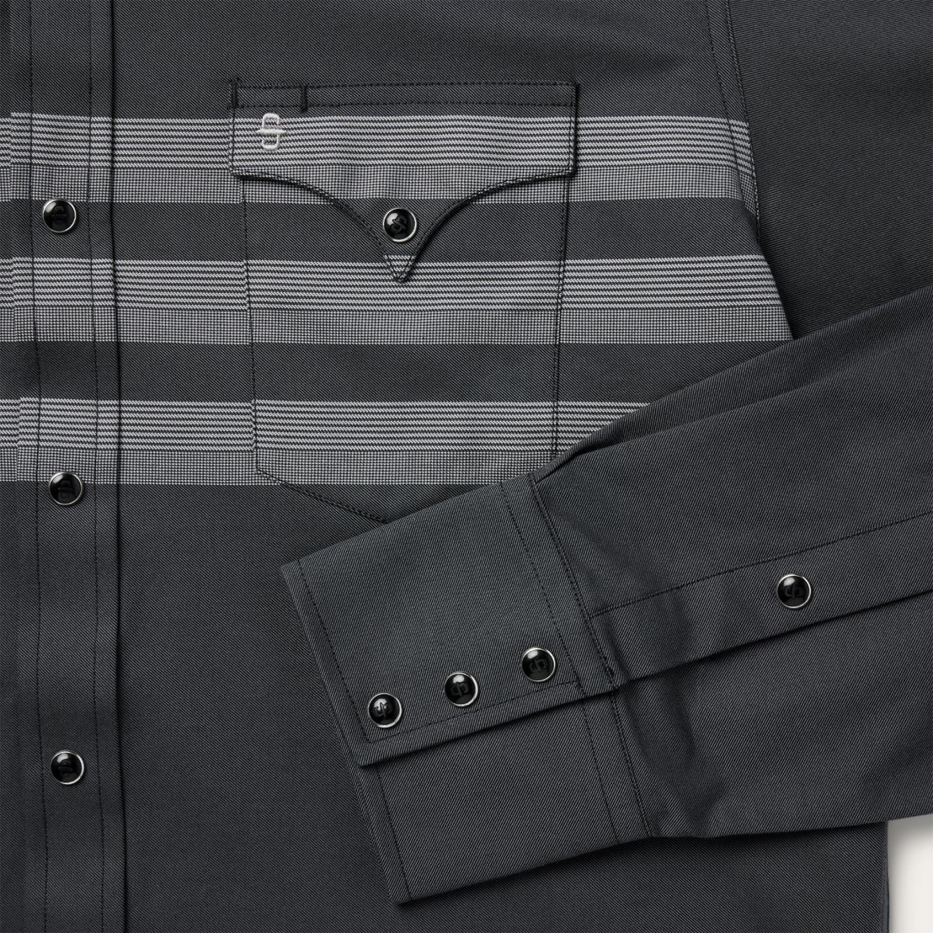 Men Western Shirts Stetson Border Stripe Twill Western Shirt Black