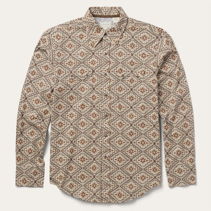 Men Western Shirts Stetson Brown Aztec Poplin Western Shirt Brown