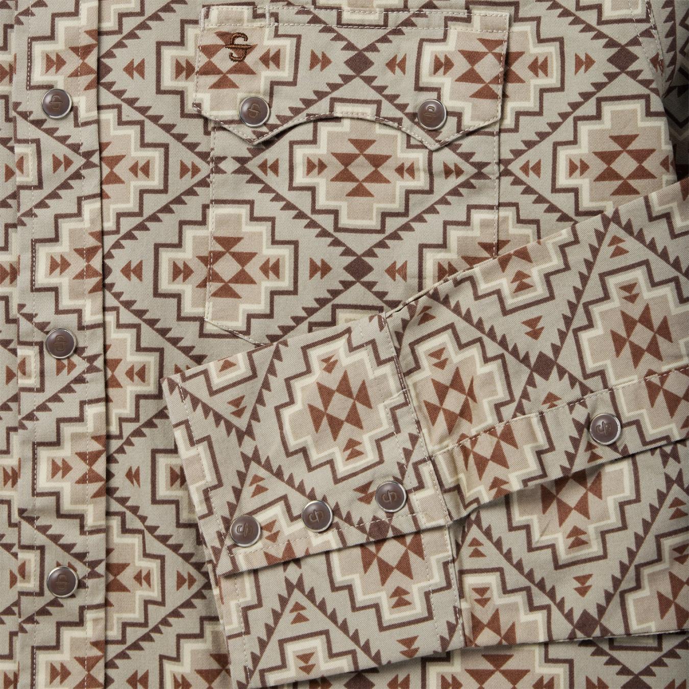 Men Western Shirts Stetson Brown Aztec Poplin Western Shirt Brown