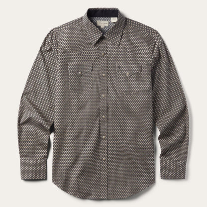 Men Western Shirts Stetson Brown Diamond Print Western Shirt Brown