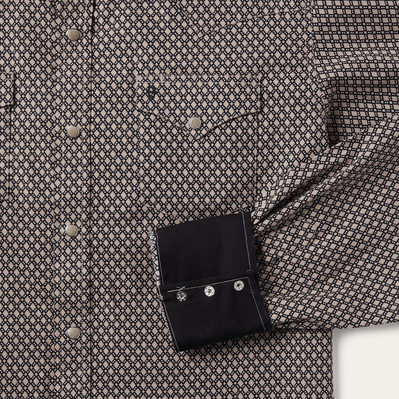 Men Western Shirts Stetson Brown Diamond Print Western Shirt Brown