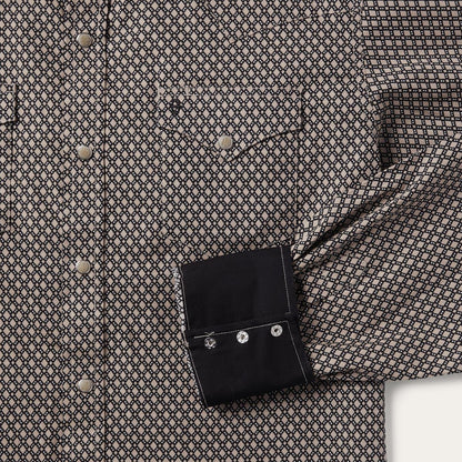 Men Western Shirts Stetson Brown Diamond Print Western Shirt Brown