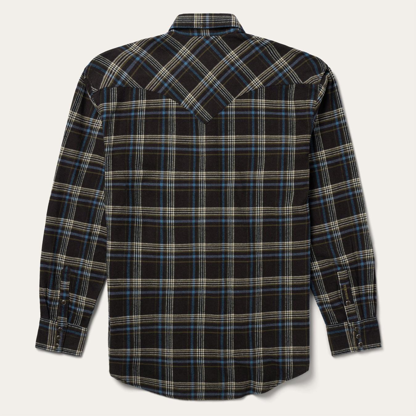 Men Western Shirts Stetson Brown Plaid Flannel Western Shirt Brown