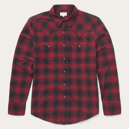 Men Western Shirts Stetson Brushed Twill Plaid Shirt Black