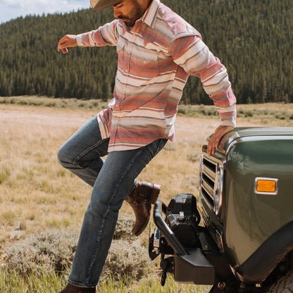 Men Western Shirts Stetson Brushed Twill Striped Shirt Red