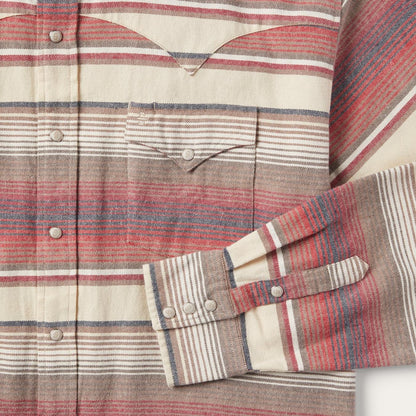 Men Western Shirts Stetson Brushed Twill Striped Shirt Red