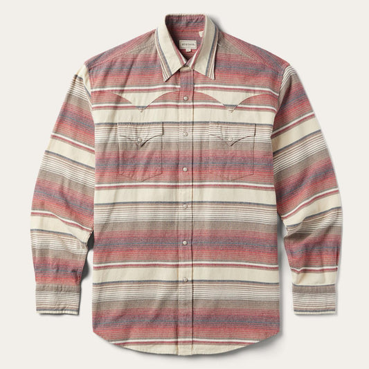 Men Western Shirts Stetson Brushed Twill Striped Shirt Red
