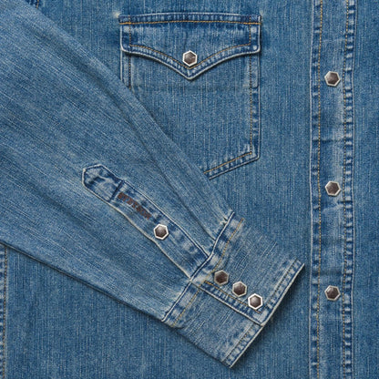 Men Western Shirts Stetson Classic Denim Shirt Blue