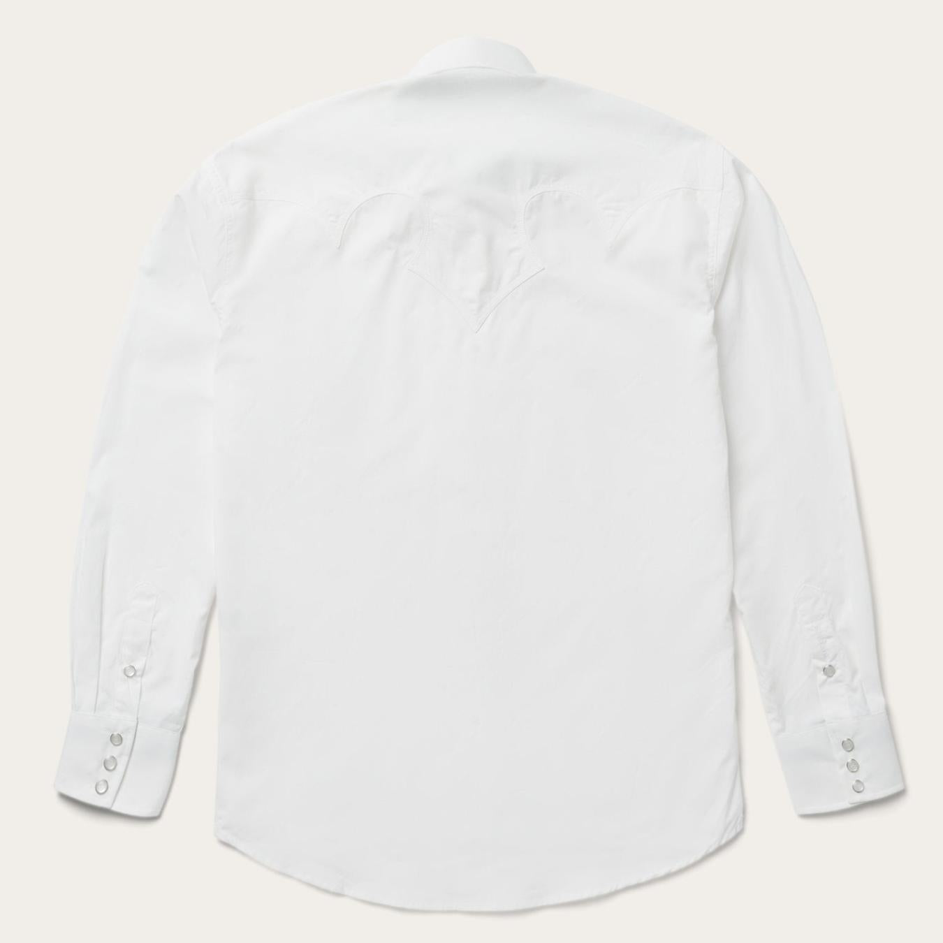 Men Western Shirts Stetson Classic Solid Snap Poplin Shirt In Optic White White